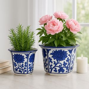 GREERWELL SET OF 2 BLUE PLANTER 6 (IN) 9