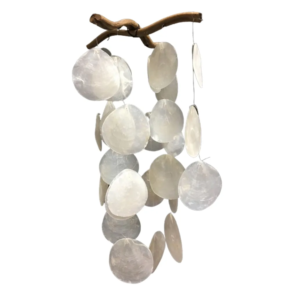 NATURAL CROSS CAPIZ WINDCHIME