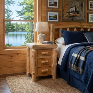 Cedar Log Three Drawer Nightstand - Vintage