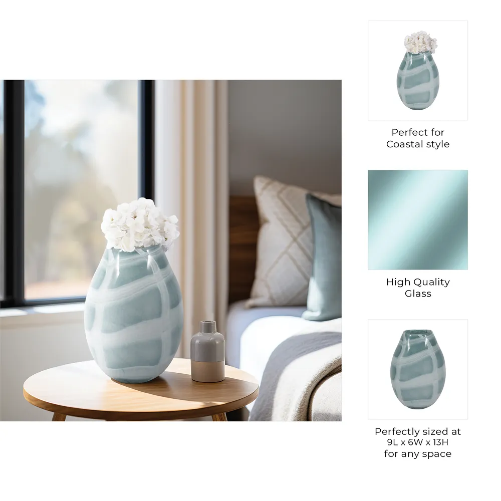 PEARLCREST BLUE GLASS VASE 13 (IN)