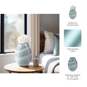 PEARLCREST BLUE GLASS VASE 13 (IN) 11