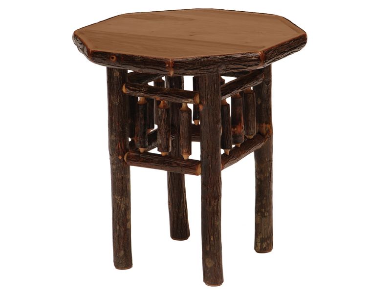 Hickory Log Octagon End Table - Cognac 2