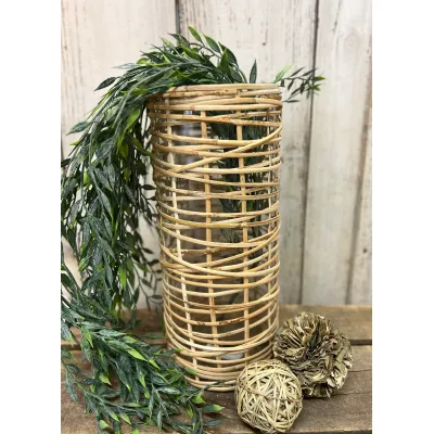 Tall Wicker Wrapped Vase 5x12in