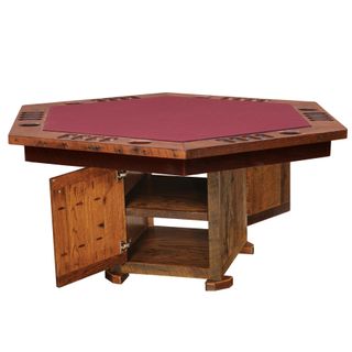 Barnwood 6-Sided Poker Table - Storage Base