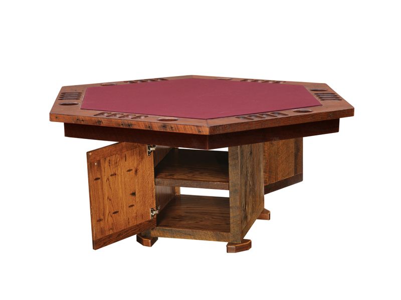 Barnwood 6-Sided Poker Table - Storage Base 2