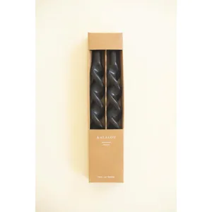 Set of 2 Spiral Taper Candles / Black 1