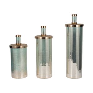 CLAYTONLAND SET OF 3 GREEN GLASS VASES 23 (IN) 3
