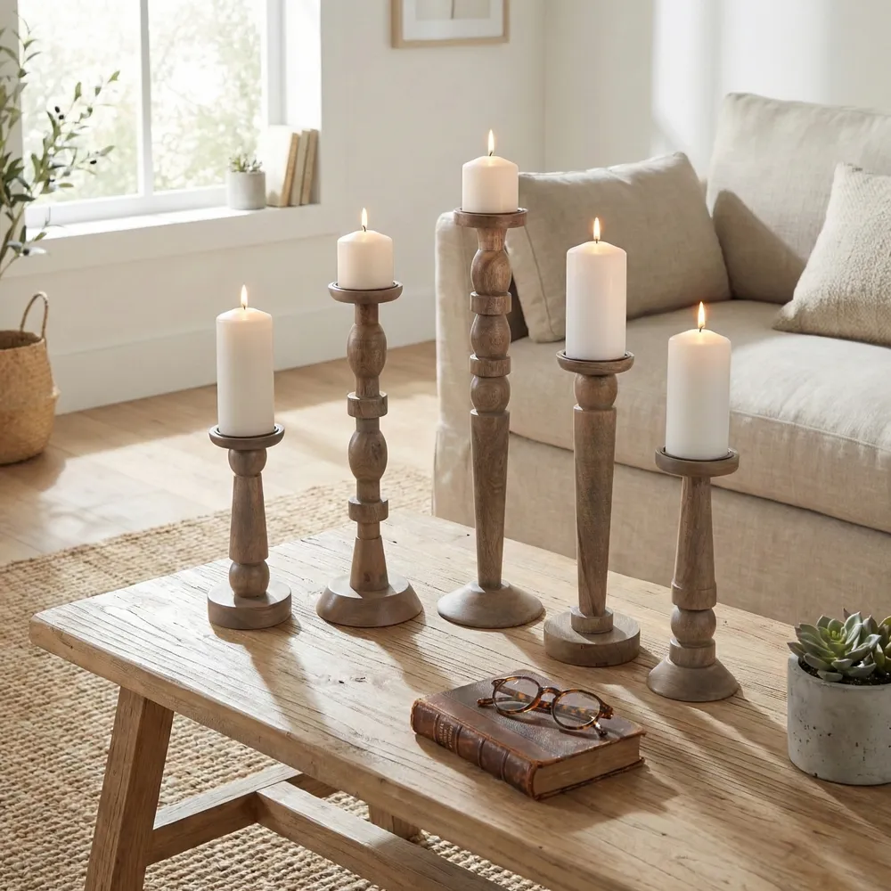 MERCERMOOR SET OF 5 BROWN CANDLESTICK 22 (IN)