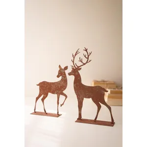 Set of 4 Rustic Metal Christmas Trees and Reindeer 3