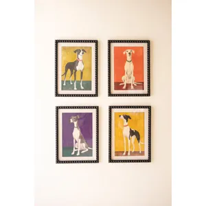 Set of 4 Framed Hound Prints under Glass 2