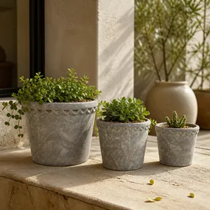 TATESIDE SET OF 3 GRAY PLANTER 8 (IN) 11