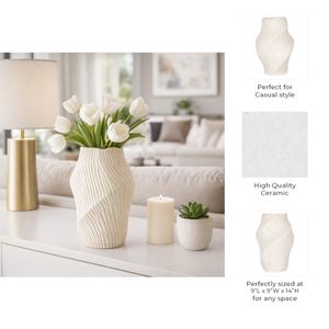 DORSEYSTONE CREAM VASE 14 (IN) 8