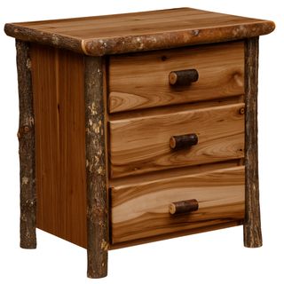 Hickory Log XL Three Drawer Nightstand - Cognac
