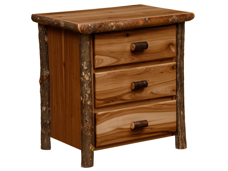 Hickory Log XL Three Drawer Nightstand - Cognac 2
