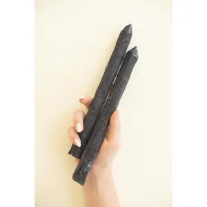 Set of 2 Rustic Taper Candles / Black 4