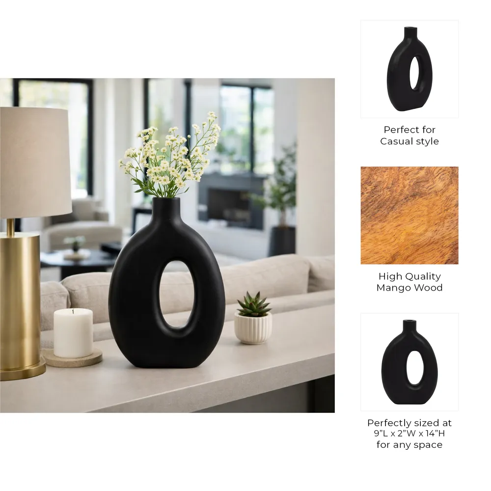 GRIFFINMOOR BLACK VASE 14 (IN)
