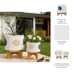 BLAINEWICK SET OF 2 WHITE PLANTER 11 (IN) 10