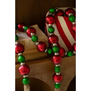 Red and Green Christmas Ball Garland with Jute Tassels 5