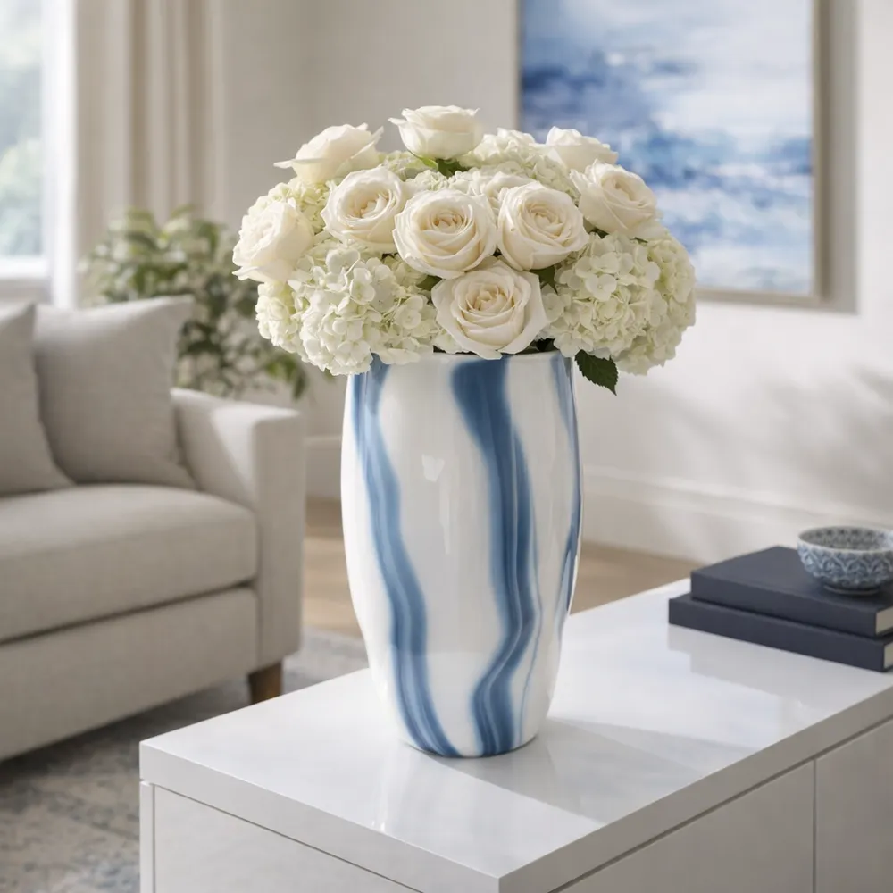 BIRCHBURN BLUE GLASS VASE 14 (IN)