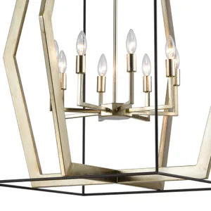Mixed Geometries 32'' Wide 8-Light Chandelier - Silver Leaf 4
