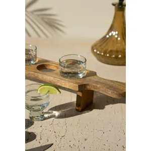 Tequila Flight with Four Glasses on a Wooden Tray 3