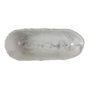 23X9" RAW EDGE MARBLED RESIN BOWL, WHITE 8