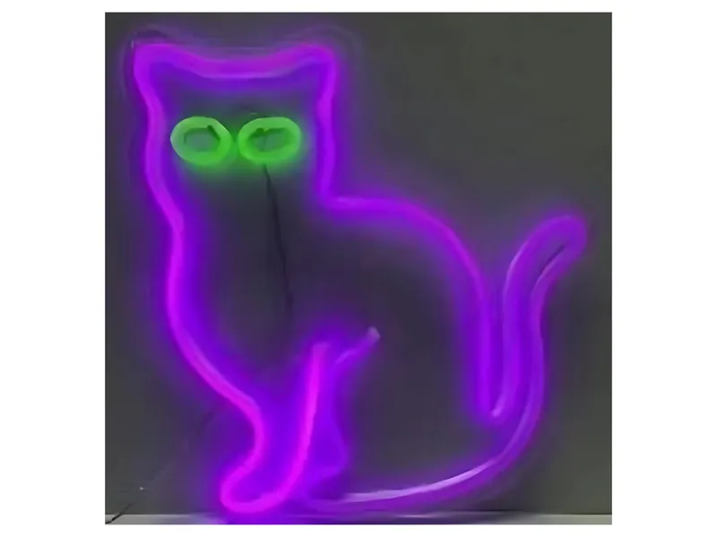 14" Purple Cat Neon Light - Electric 1