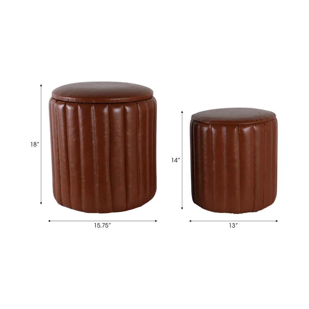 FIONACREST SET OF 2 BROWN OTTOMANS 18 (IN)