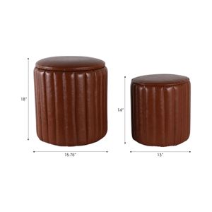 FIONACREST SET OF 2 BROWN OTTOMANS 18 (IN) 9
