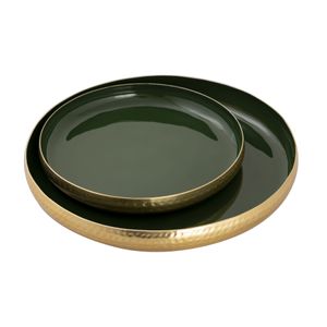 Nelson Tray - Set of 2 Dark Green Enamel 3