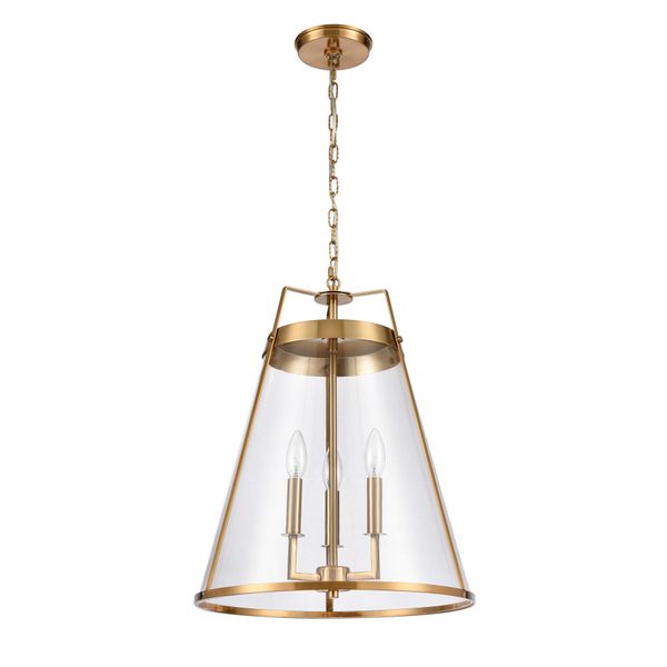 Judy 16'' Wide 3-Light Pendant - Satin Brass