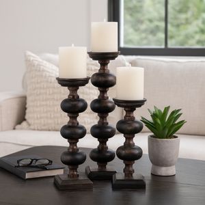 JULIANROSE SET OF 3 BLACK CANDLESTICK 23 (IN) 10
