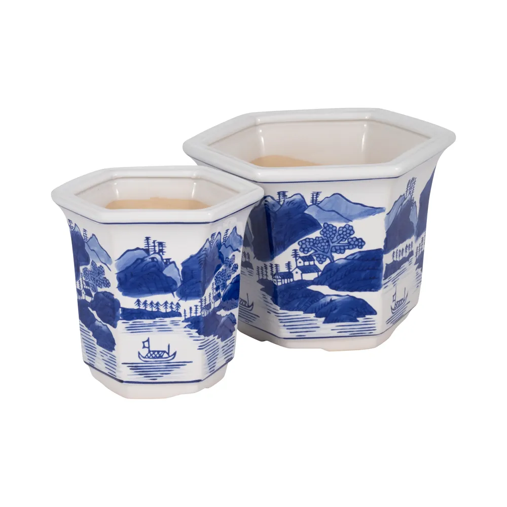 GREERWELL SET OF 2 BLUE PLANTER 6 (IN)