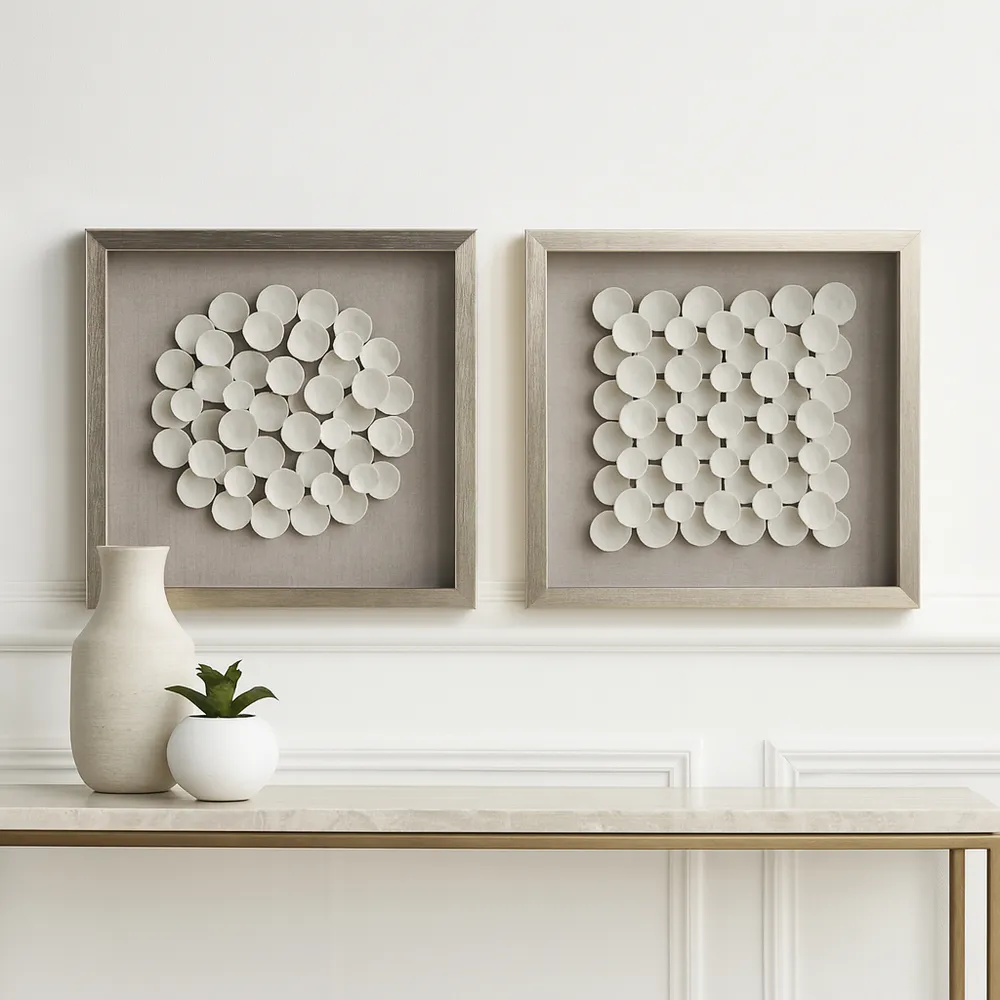 PEARLWAY SET OF 2 WHITE ART 2 (IN)