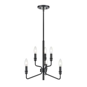 Saginaw 18'' Wide 6-Light Chandelier - Matte Black 1