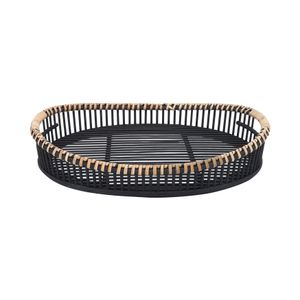 BAMBOO, S/2 19/22" OVAL TRAY, BLACK 3