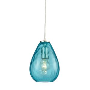 Lagoon 6'' Wide 1-Light Mini Pendant - Satin Nickel with Aqua 1