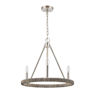 Abaca 20″ Wide 3-Light Chandelier - Polished Nickel