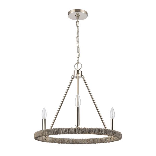 Abaca 20'' Wide 3-Light Chandelier - Polished Nickel