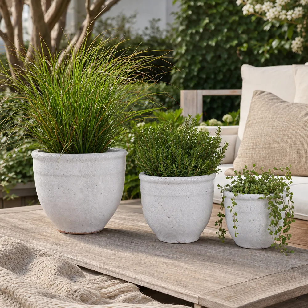 HAYFORDWAY SET OF 3 WHITE PLANTER 8 (IN)