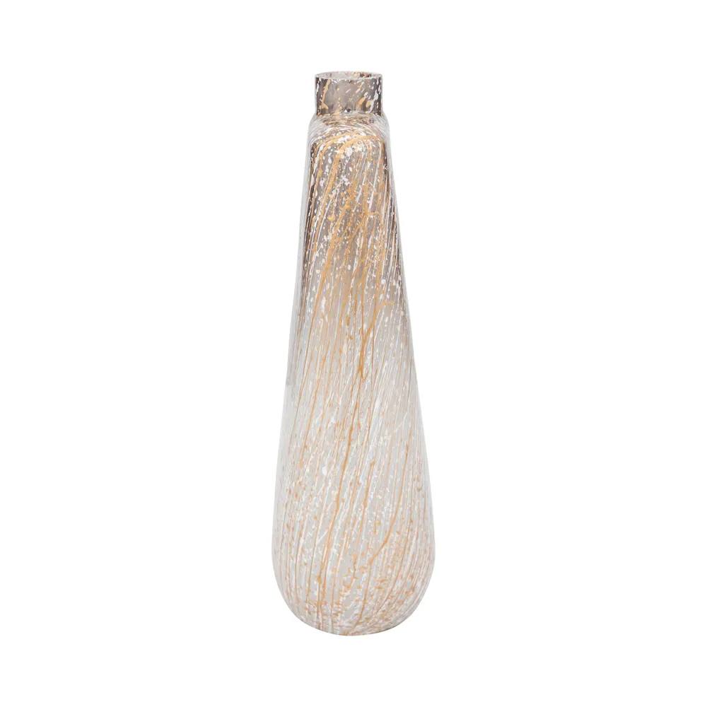 STONEWOOD IVORY GLASS VASE 16 (IN)