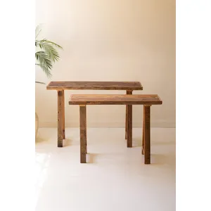 Set of 2 Recycled Wood Consoles 3