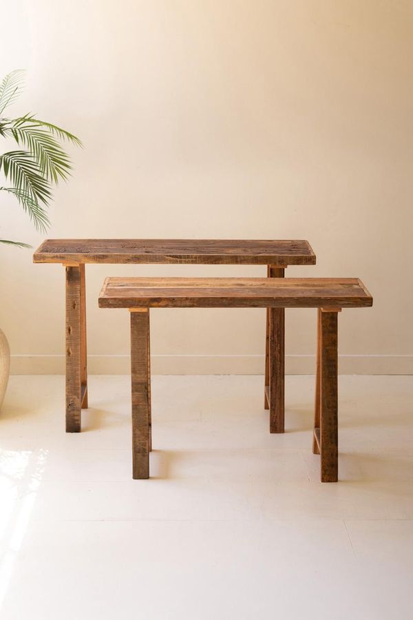 Set of 2 Recycled Wood Consoles