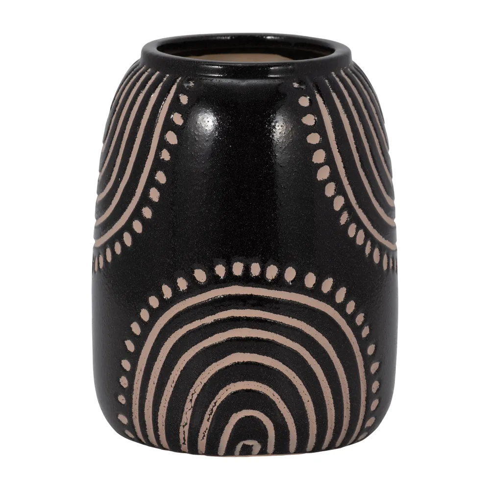 NORAMILL BLACK VASE 9 (IN)
