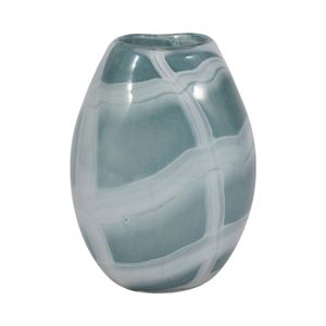 9" SLIM SWIRLED VASE, BLUE/WHITE 1