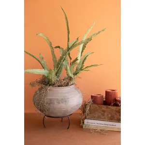 Black Clay Urn on an Iron Stand 7