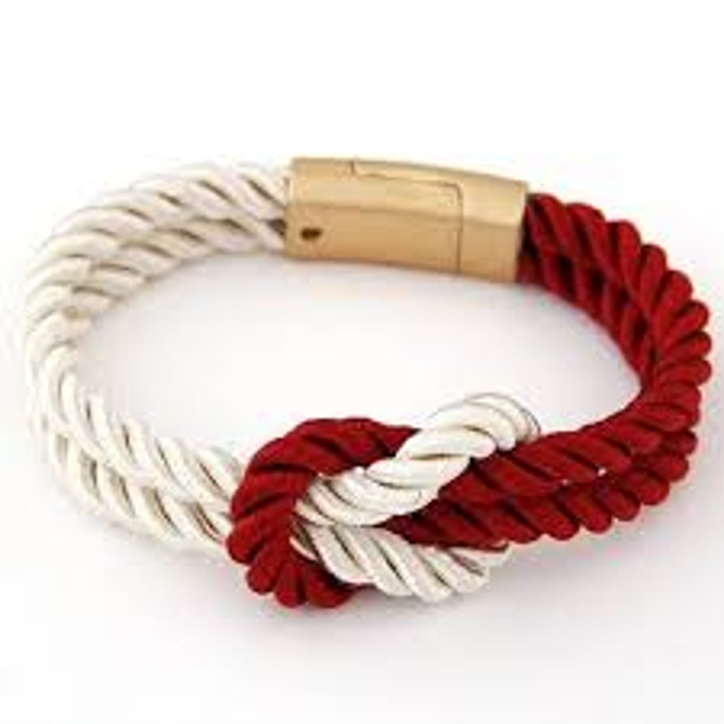 WHITE WRISTLET W ROPE STRAP & JUTE - LOBSTER - RED