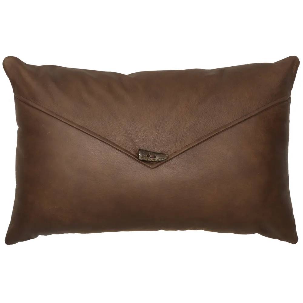 Draught Horse Leather Pillow - 14x22 - Fabric Back
