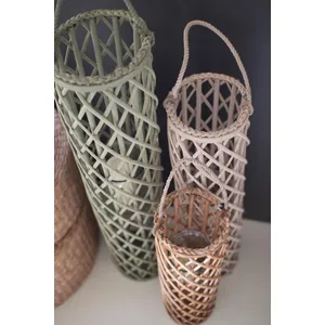 Set of 3 Tall Willow Lanterns with Glass Inserts 4