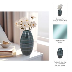 DENVERRIDGE BLUE GLASS VASE 10 (IN) 9